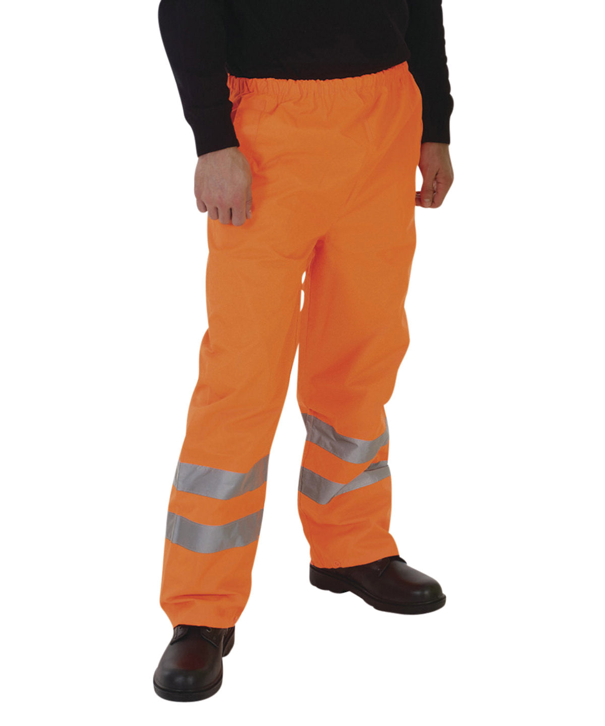 Orange hi-vis waterproof overtrousers (hvs462) front view