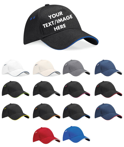 Personalised Embroidered Baseball Cap Contrast Custom Printed Hat Mens Ladies