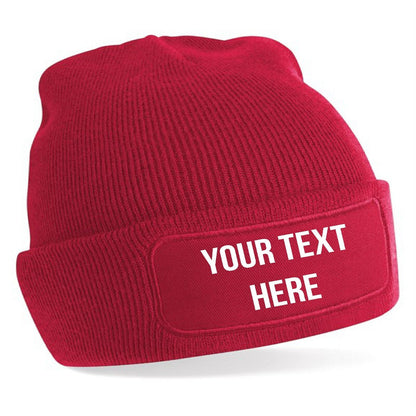 Personalised Beanie Hat Custom Printed Winter Workwear Woolly Hat Mens Ladies