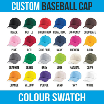 Personalised Embroidered Baseball Cap Custom Hat Printed Logo Dad Mens Womens