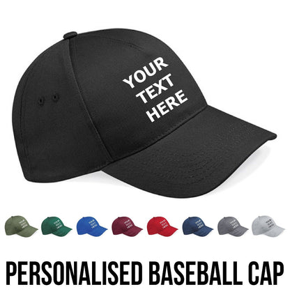 Personalised Embroidered Baseball Cap Custom Printed Text Logo Mens Hat Ladies
