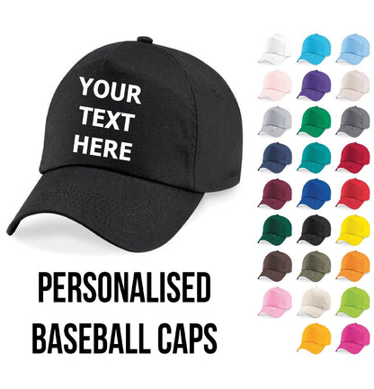 Personalised Embroidered Baseball Cap Custom Hat Printed Logo Dad Mens Womens