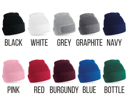 Personalised Beanie Hat Custom Printed Winter Workwear Woolly Hat Mens Ladies