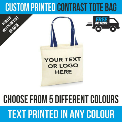 Personalised Tote Bag Shopping Text Photo Printed Shopper Custom Canvas Handbag