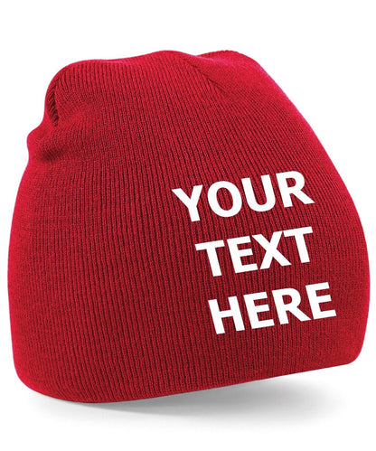 Personalised Embroidered Beanie Hat Pullover Custom Printed Workwear Wooley Hat