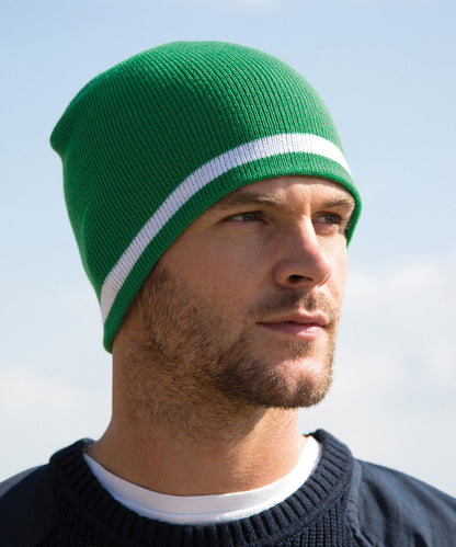 Personalised Embroidered Beanie Hat Workwear Two Tone Custom Winter Woolly Hat
