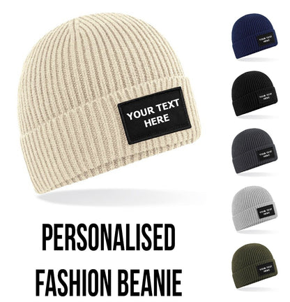 Personalised Beanie Hat Fahionable Custom Printed Ladies Mens Woolly Winter Hat