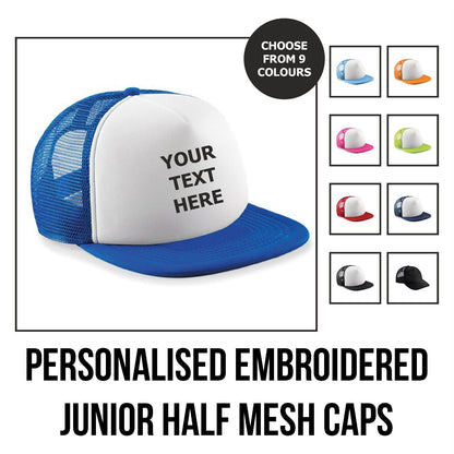 Personalised Junior Mesh Trucker Cap Snapback Baseball Hat Custom Printed Hat