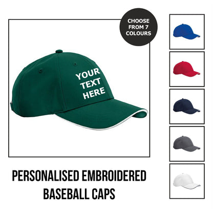 Personalised Embroidered Baseball Cap Sports Hat Custom Printed Mens Ladies