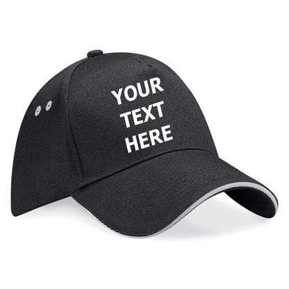 Personalised Embroidered Baseball Cap Contrast Custom Printed Hat Mens Ladies
