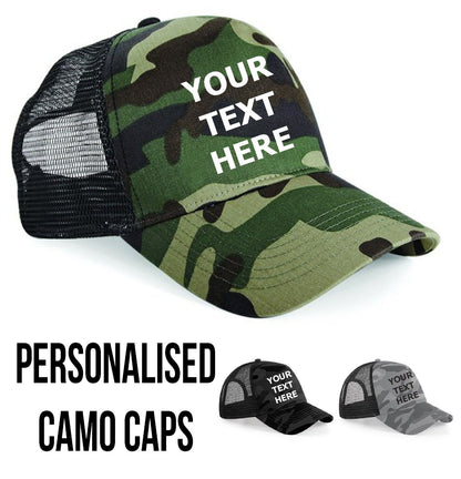 Personalised Snapback Trucker Hat Camo Cap Half Mesh Baseball Cap Mens Womens