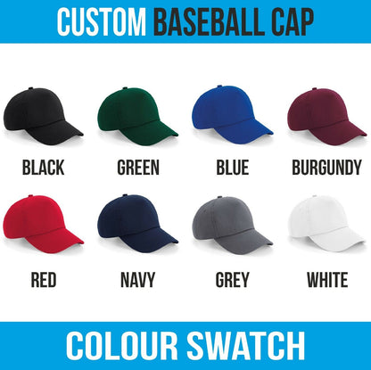 Personalised Baseball Cap Custom Embroidered Hat Printed Logo Dad Mens Womens