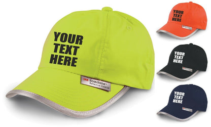 Personalised Hi Vis Baseball Cap Embroidered Custom Printed Workwear Hat Unisex 