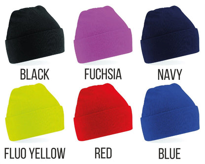 Personalised Embroidered Junior Beanie Cuffed Winter Woolly Hat Kids Children