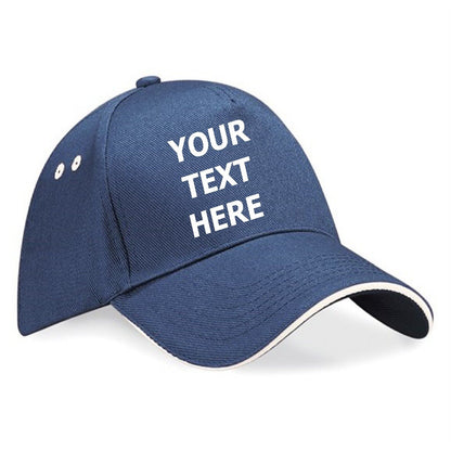 Personalised Embroidered Baseball Cap Contrast Custom Printed Hat Mens Ladies