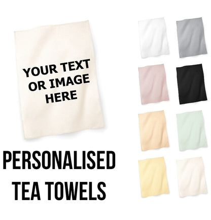 Personalised Photo Tea Towel Birthday Gift Picture Kitchen Dish Cloth Cotton