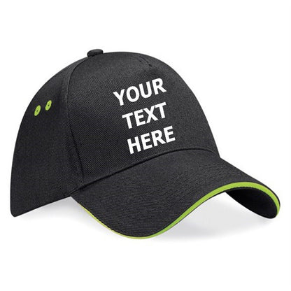 Personalised Embroidered Baseball Cap Contrast Custom Printed Hat Mens Ladies