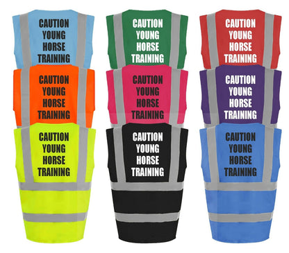 Caution Young Horse Training Hi-Vis Vest Equestrian Safety High Visibility Coat