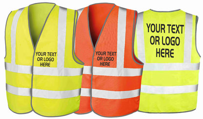 Personalised Hi Vis Vest Jacket Safety Waistcoat Custom Printed Adults Hi Viz