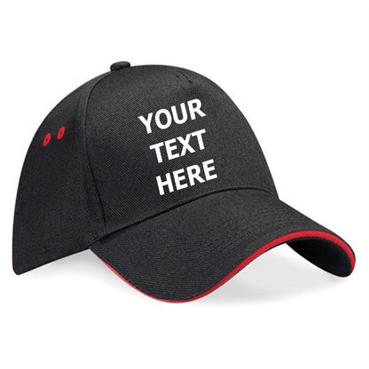 Personalised Embroidered Baseball Cap Contrast Custom Printed Hat Mens Ladies