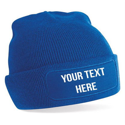 Personalised Beanie Hat Custom Printed Winter Workwear Woolly Hat Mens Ladies
