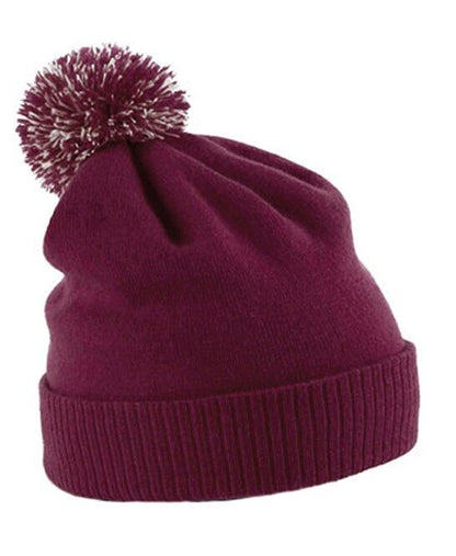 Personalised Beanie Hat Embroidered Woolly Bobble Hat Winter Pom Pom Headwear