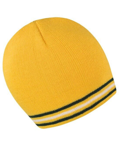 Personalised Embroidered Beanie Hat Workwear Two Tone Custom Winter Woolly Hat