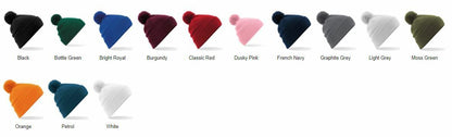 Personalised Beanie Hat Embroidered Bobble Hat Winter Pom Pom Pullover Wooley
