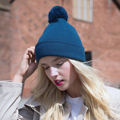 Personalised Beanie Hat Embroidered Bobble Hat Winter Pom Pom Pullover Wooley