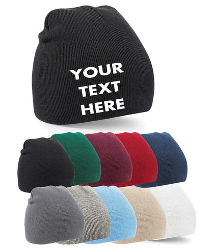 Personalised Embroidered Beanie Hat Pullover Custom Printed Workwear Wooley Hat