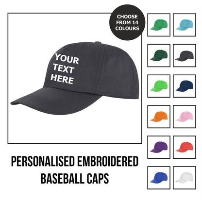 Personalised Embroidered Baseball Cap Mens & Womens Hat Novelty Gift Birthday