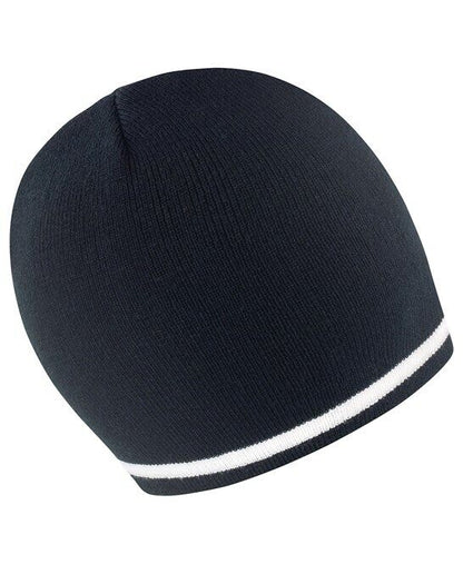 Personalised Embroidered Beanie Hat Workwear Two Tone Custom Winter Woolly Hat