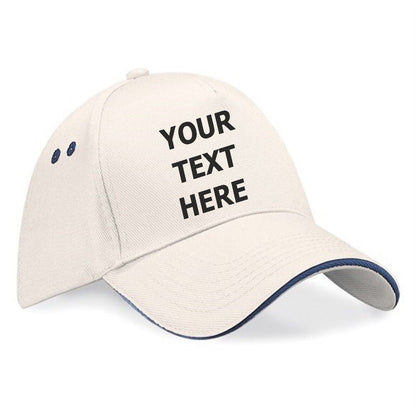 Personalised Embroidered Baseball Cap Contrast Custom Printed Hat Mens Ladies