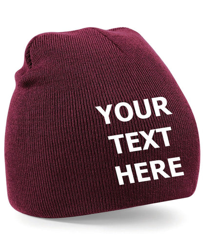 Personalised Embroidered Beanie Hat Pullover Custom Printed Workwear Wooley Hat