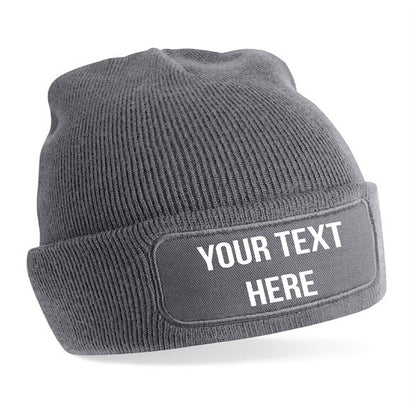 Personalised Beanie Hat Custom Printed Winter Workwear Woolly Hat Mens Ladies