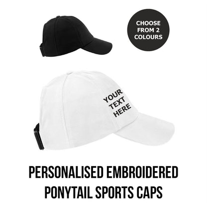 Personalised Embroidered Baseball Cap Ladies Sports Ponytail Performance Hat