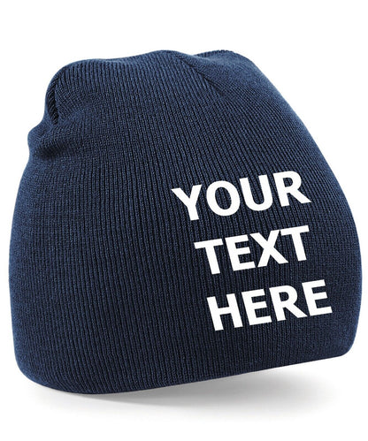 Personalised Embroidered Beanie Hat Pullover Custom Printed Workwear Wooley Hat