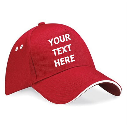 Personalised Embroidered Baseball Cap Contrast Custom Printed Hat Mens Ladies