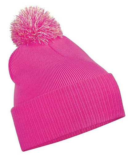 Personalised Beanie Hat Embroidered Woolly Bobble Hat Winter Pom Pom Headwear