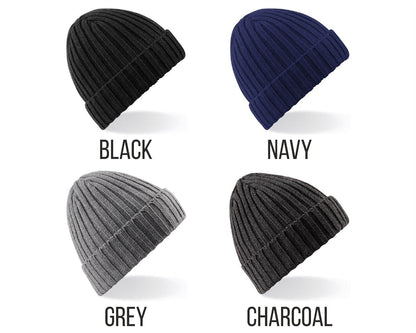 Personalised Embroidered Beanie Hat Womens Custom Headwear Woolly Winter Hat