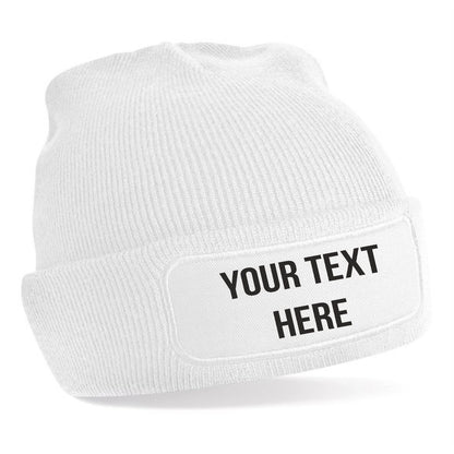 Personalised Beanie Hat Custom Printed Winter Workwear Woolly Hat Mens Ladies