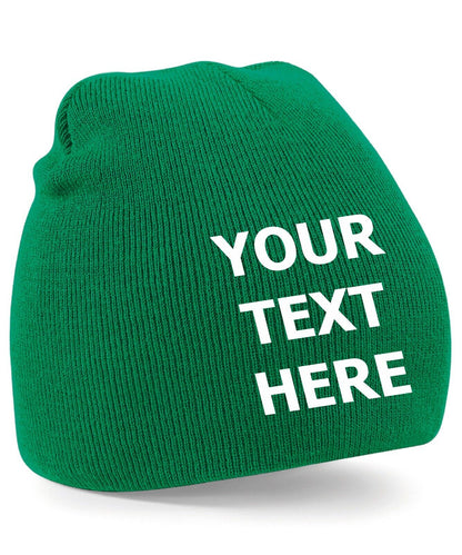 Personalised Embroidered Beanie Hat Pullover Custom Printed Workwear Wooley Hat