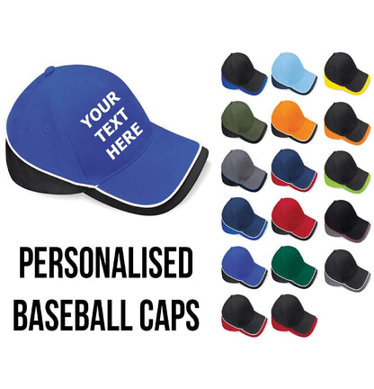Personalised Embroidered Baseball Cap Teamwear Mens Womens Custom Printed Hat 