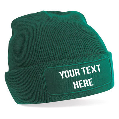 Personalised Beanie Hat Custom Printed Winter Workwear Woolly Hat Mens Ladies