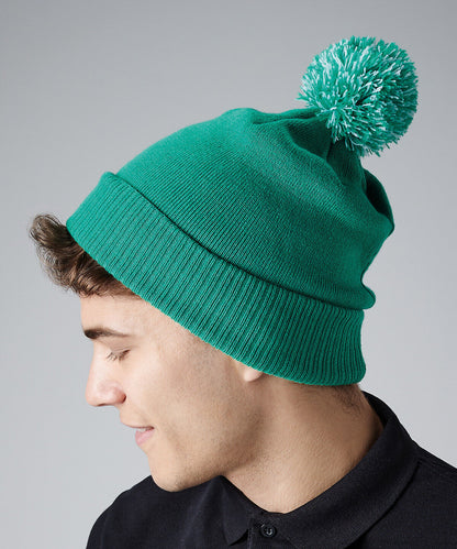 Personalised Beanie Hat Embroidered Woolly Bobble Hat Winter Pom Pom Headwear