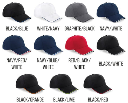 Personalised Embroidered Baseball Cap Contrast Custom Text Logo Hat Mens Ladies
