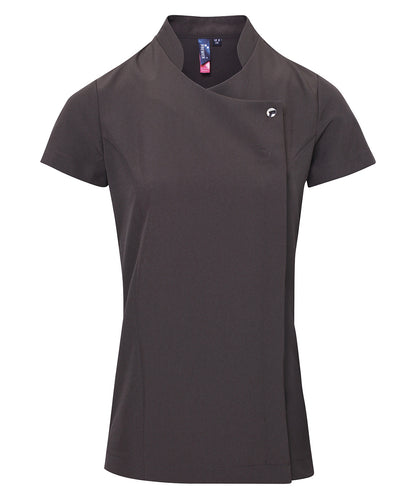 Women's Custom Printed or Embroidered Short Sleeve Zip-Up Healthcare Tunic