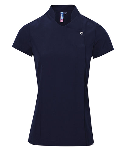 Women's Custom Printed or Embroidered Short Sleeve Zip-Up Healthcare Tunic