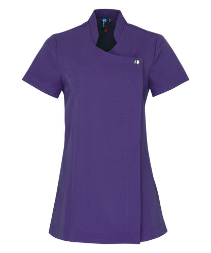 Women's Custom Printed or Embroidered Short Sleeve Zip-Up Healthcare Tunic