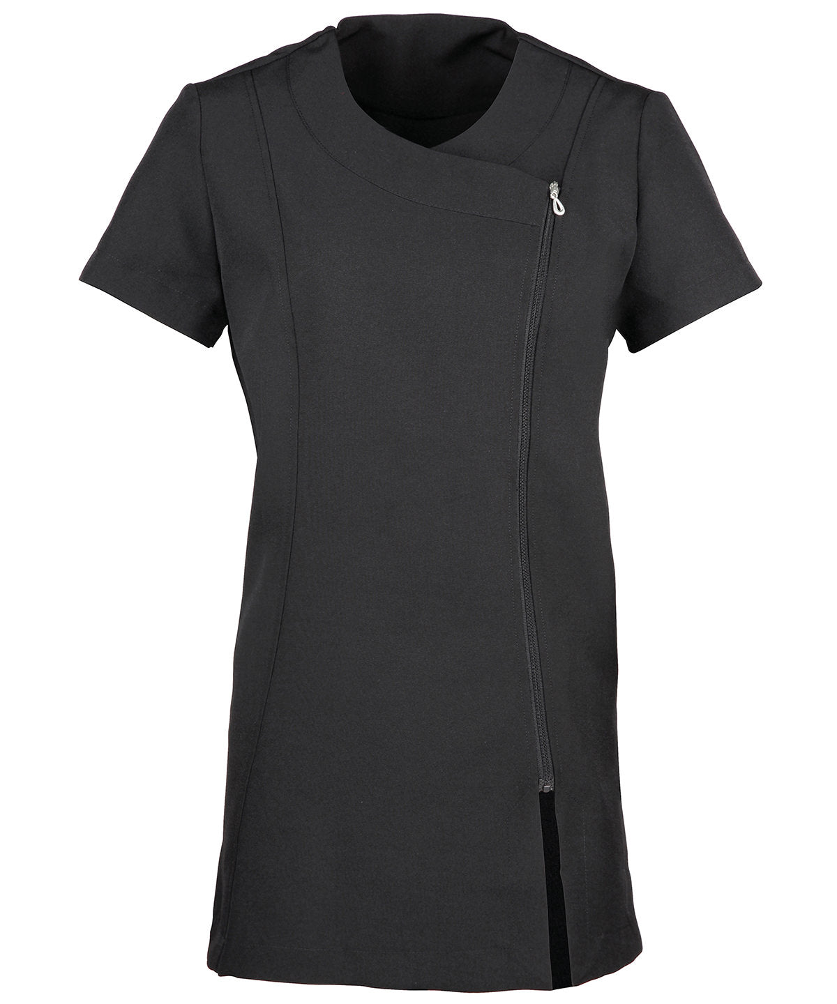 Women's Custom Printed or Embroidered Short Sleeve Zip-Up Healthcare Tunic